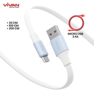 Kabel Data USB Micro SM II (30/100/200CM) VIVAN Fast Charging 2A Flat Design Android Garansi 1 Tahun