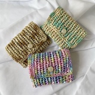 日本拉菲草 糖果色卡片套 散銀包 零錢包 卡片包