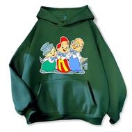 Soft Comfortable Cartoon Hoodie Alvin and The Chipmunks Green Red Navy Blue Long Sleeve Hoody Sweats