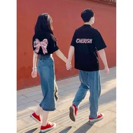 【220G 100%Cotton】SISI Short Sleeve Couple T-shirt Oversize Woman Loose Men Baju Perempuan Women Bagg