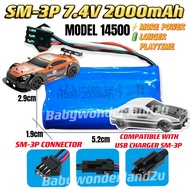 7.4V 14500 2000mAh SM-3P Rechargeable Battery RC Car Battery RC Drift Battery