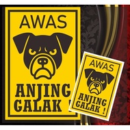 Yellow Fierce Dog Beware Sticker - 2 Sizes