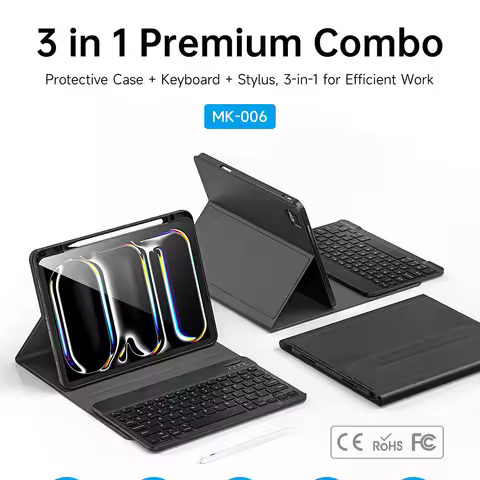 WiWU 3 in 1 Premium Combo Protect Case+Pencil+Keyboard for iPad 11th 10th Skin-friendly PU Shell for