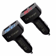 Fast Charging 4in1 Car Charger Voltmeter AmpereMeter Temperature biru I3E5 premium quality car charg