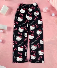 Anime Kitty Cat Plush Sleeping Pants Autumn And Winter Thick Velvet Sleeping Pants Cute Cartoon Paja