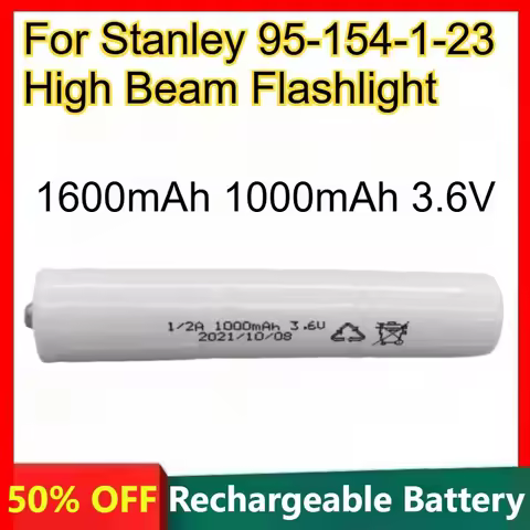 1/2A Lithium-ion Battery 1600mAh 1000mAh 3.6V for Stanley 95-154-1-23 High Beam Flashlight Rechargea