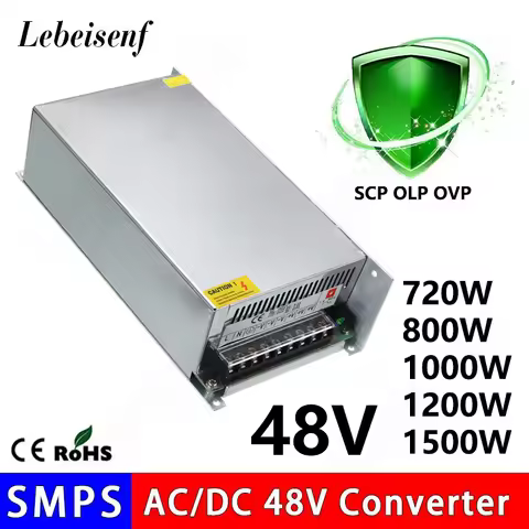 DC48V 720W 800W 1000W 1200W 1500W High Wwitching Power Supply Aluminum Case Fan 110V 220V AC to DC 4