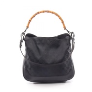【二手】Gucci GUCCI 手提包 竹節 GG 帆布 2WAY 001 4095 黑色帆布皮革竹節 2WAY 單肩包 女士二手 B