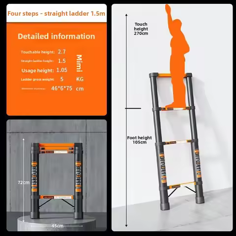 Home Use Nonslip Folding Ladder Attic Ladder Telescoping Heavy Duty Aluminum Alloy Ladder Extension 