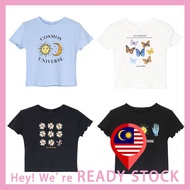 Baju Raya Fashion Women Printing Short Sleeve Shining Butterfly T-Shirt Fit Crop Top Clothing Sun Mo