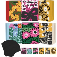qiqee 7.9"x4.3"x9.6" 6PCS Blooming Flowers Paper Gift Bags with Tissue Paper Handles Medium Size（6pc