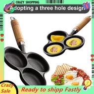 3 Hole Cast Iron Omelet Pan Non-Stick Breakfast Egg Pan Breakfast Grill Cooking Pot Egg Frying Pan P