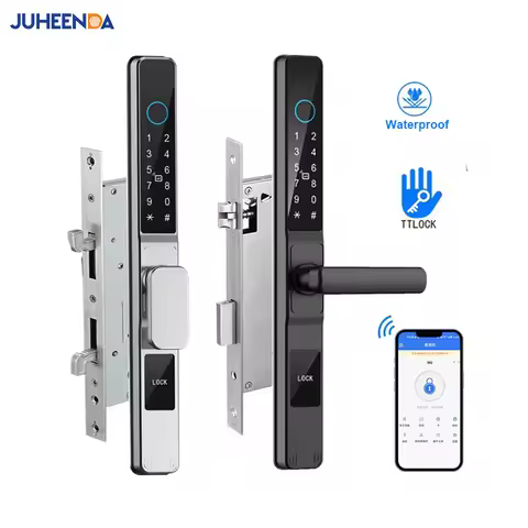 TTLock APP Waterproof Fingerprint Password Smart Lock For Outdoor Pull Push Sliding Aluminum Door 28