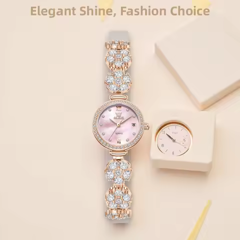 OLEVS Watches New 5638 Woman Watches Luxury Quartz Watch Diamond Chain Ladies Watch Automatic Date W