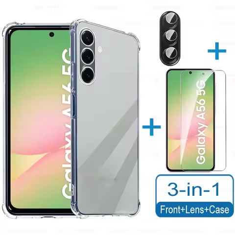 3in1 For Samsung Galaxy A56 5G Case Glass Camera Screen Protector Samsung A56 A36 A26 A16 4G Silicon