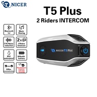 TNICER T5P Motorcycle Helmet Bluetooth Headset 2-People Intercom 1000M Listen To Music While Talking