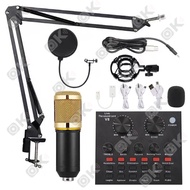 OKMUSIC ไมโครโฟน BM800 ครบชุด ไมค์อัดเสียง พร้อมซาวด์การ์ด V8/V8S/F998 และอุปกรณ์ครบชุด ไมค์ร้องเพลง