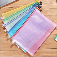 File Bag Waterproof Thickened File Bag A4 Transparent Grid Zipper Bag File Bag Student Stationery Ba