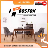 SCANDINAVIAN DESIGN BOSTON EXTENDABLE DINING SET / BOSTON EXT.DINING TABLE/ Felix DINING CHAIR