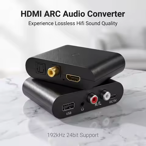 192KHz DAC HDMI ARC Extractor Optical Coaxial to Analog Audio Converter, L/R & 3.5mm Output, USB U D