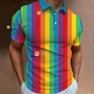 LGBT Rainbow Polo Shirt Gay Pride Flag Print Casual Shirts Men Short Large Size(100-3xl)