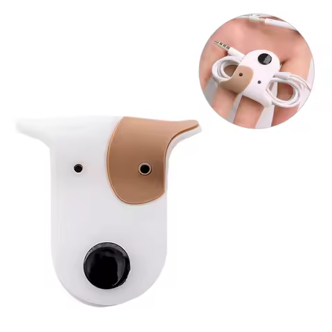 5PCS Cartoon Dog Headphone Data Cable Storage Winder Mini Size Animal Cable Winder (White) cable org