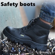 2024 SAFETY SHOES / SAFETY BOOTS MID CUT STEEL TOE CAP BLACK WORK SHOES Steel toe cap Work shoes Men Waterproof Tactical boots welding shoes hiking shoes CWJ2