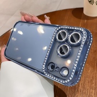 Glacier Blue Sparkling Diamond Transparent Phone Case for IPhone 18 Pro Max 17 16 13 14 15 Pro Max L