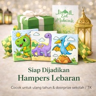 DIY Norisu Kids Painting Canvas DINO Theme Acrylic Paint Set 6 Colors + 2 Animal Drawing Brushes 15x