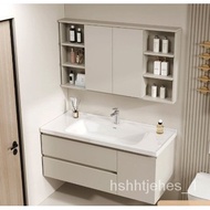 Folding Feng Shui Mirror Bathroom Cabinet Bathroom Cabinet Combination Cream Style Hidden Mirror Cabinet Ceramic Integra