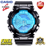 Original G-Shock GA110 Men Sport Watch Japan Quartz Movement Dual Time Display 200M Water Resistant Shockproof and Waterproof World Time LED Auto Light Sports Wrist Watches with 4 Years Warranty GA-110B-1A2 (Free Shipping Ready Stock)