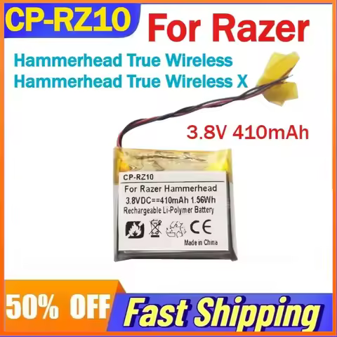 3.8V 410mAh CP-RZ10 Li-Ion Battery for Razer Hammerhead True Wireless/X Headphone Charging Case Batt