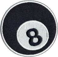 Iron-On Patch - Billiard Ball, Black Eight, Pool, Eightball, 8 Ball, Rockabilly, Hot Rod, Tattoo - D