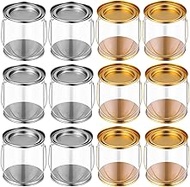 Rtteri Set of 12 Clear Plastic Paint Can Mini Paint Bucket Empty Transparent Paint Containers Decora