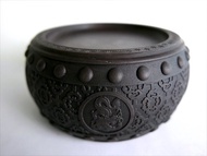 【生肖鼓硯 - 龍】15cm 雙功能 石雕硯台 水盂筆洗-原石端硯名品