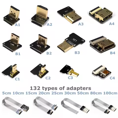 Ribbon FPV HDMI-Compatible Connector Flexible Flat Cable Raspberry Pi 4 Micro HDMI to HDMI/Mini HDMI