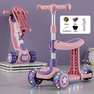 Enjoydays.th Children Scooter Outdoor Toy for kids with Seat LED Light-up Foldable Widened Wheels for Safety Scooter
