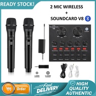 Mic Wireless dan V8 Sound card  + MIC Wireless Universal Sound Card V8 V8S F998 X50 Live Mixer Audio