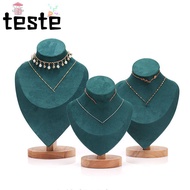 Jewelry Storage Rack,  Show Necklace Display Rack,  Wooden Suede Neck Display Props Necklace