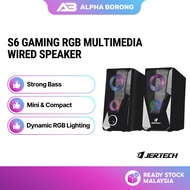 Alpha Borong Jertech S6 USB 3.5mm RGB Black Speaker Portable Wired Multimedia Sound System