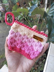 DOMPET KOIN RAJUT PELANGI // DOMPET MINI RAJUT // DOMPET KOIN RAINBOW // DOMPET KOIN GAYA KOREA