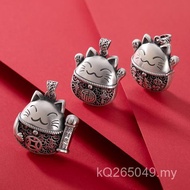 Pure Silver Lucky Character Benming Year Pendant Retro Lucky Cat S999 Lucky Fortune Chinese Knot Nec