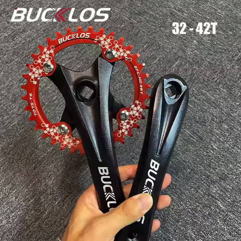 BUCKLOS 104BCD Crankset MTB Crank 32/34/36/38/40/42T Chainring Oval Bike Chainwheel 170mm Square Hol