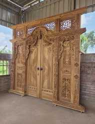 gebyok pintu rumah kayu jati ukiran mentahan tanpa finishing