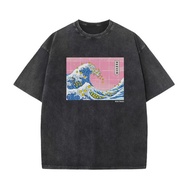 鴨鴨狂想曲 日式復古 做舊水洗 寬鬆短袖T shirt 衫系列 黑色