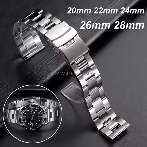 Diving Metal Belt Bracelet 20/22mm 24mm 26mm 28mm Universal Men Women Watch Band for Rolex Solid Sta