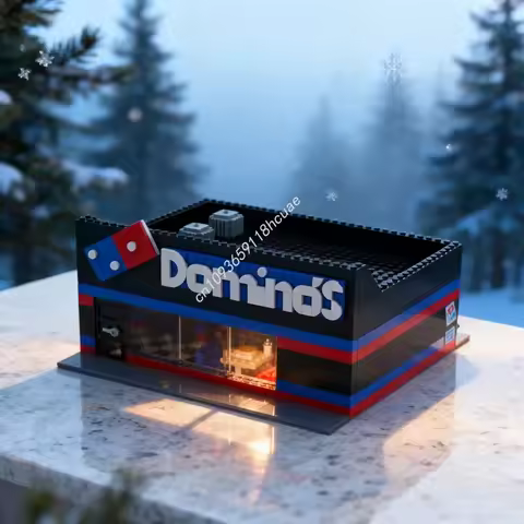 835pcs MOC Dominos Pizza Cityed Model Building Blocks Architecture Assemble Idea Education Christmas