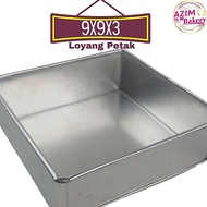 Loyang Petak 9X9X3 Inci Loyang Empat Segi | Square Mould | Loyang Kek Petak | Square Cake Mould by A