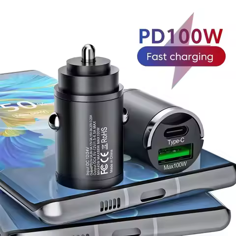 Mini 100W PD65W PD30W QC3.0 Pull Ring Fast Charging Car Charger USB C Car Phone Charger Adapter For 