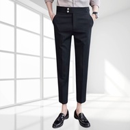 Quần âu nam GOZIN cạp cao Sidetab 2 khuy baggy ống suông lưng cao công sở cao cấp -JA32